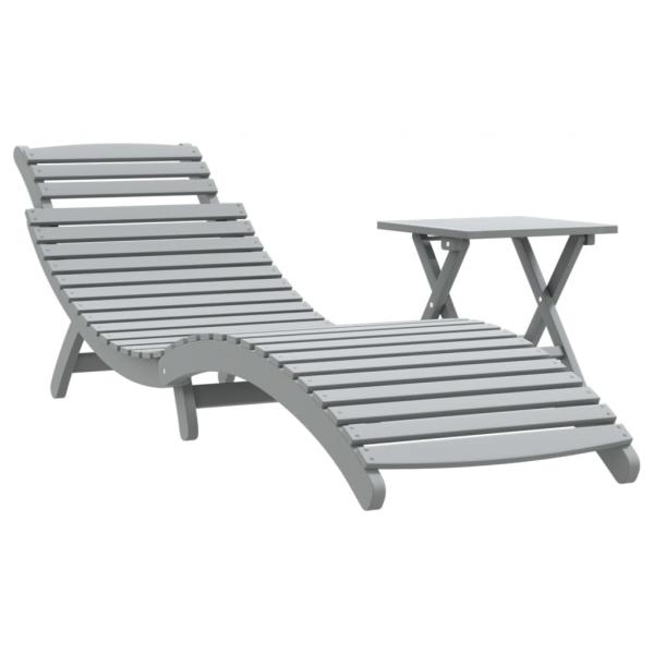 ARDEBO.de - Sonnenliege mit Tisch Grau Massivholz Akazie