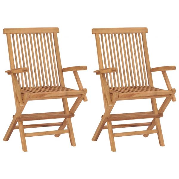 Gartenstühle mit Weinroten Kissen 2 Stk. Massivholz Teak