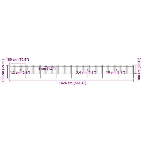 Gartenzaun mit Speerspitzen Stahl 13,6 x 1 m Schwarz