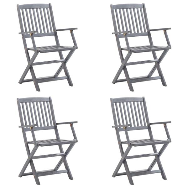 Klappbare Gartenstühle 4 Stk. mit Kissen Massivholz Akazie