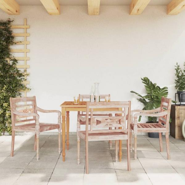 ARDEBO.de - Batavia-Stühle 4 Stk. Weiß Massivholz Teak