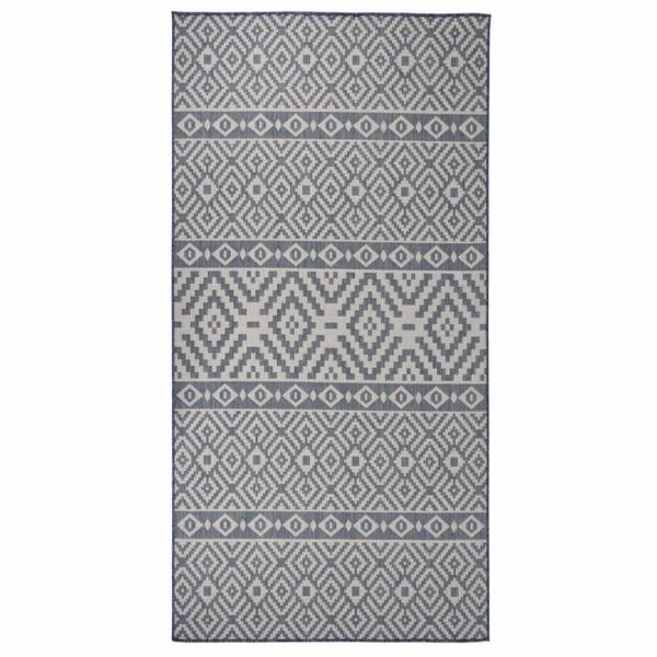 ARDEBO.de - Outdoor-Teppich Flachgewebe 100x200 cm Blau Gestreift
