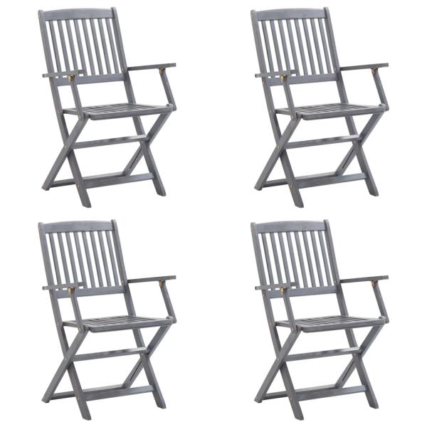 Klappbare Gartenstühle 4 Stk. mit Kissen Massivholz Akazie