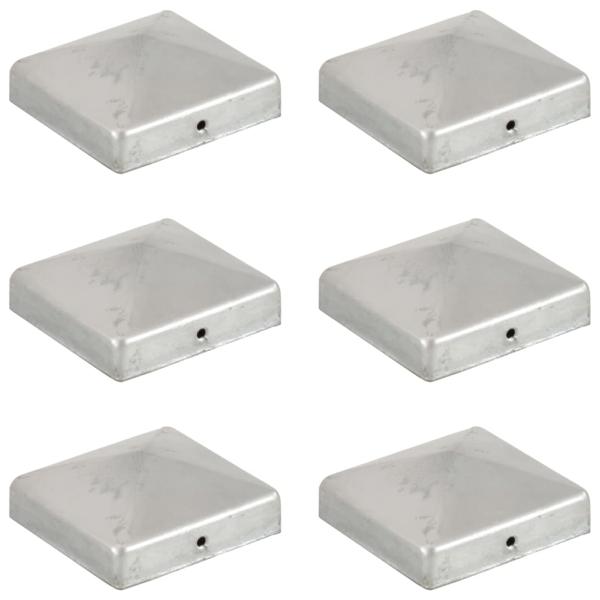 ARDEBO.de - Pfostenkappen 6 Stk. Pyramide Verzinktes Metall 81 x 81 mm