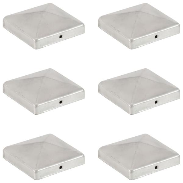 ARDEBO.de - Pfostenkappen 6 Stk. Pyramide Verzinktes Metall 101 x 101 mm  