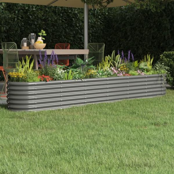 ARDEBO.de - Hochbeet Pulverbeschichteter Stahl 260x40x36 cm Grau