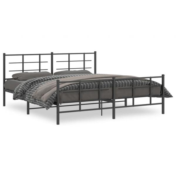 ARDEBO.de - Bettgestell mit Kopf- und Fußteil Metall Schwarz 183x213 cm