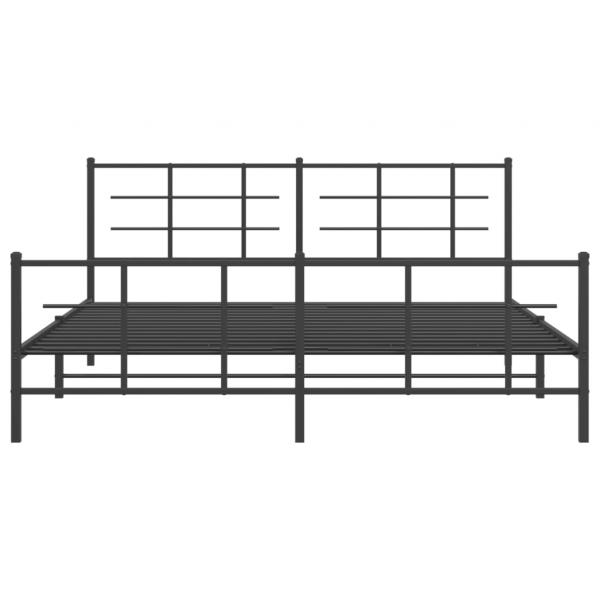 Bettgestell mit Kopf- und Fußteil Metall Schwarz 183x213 cm