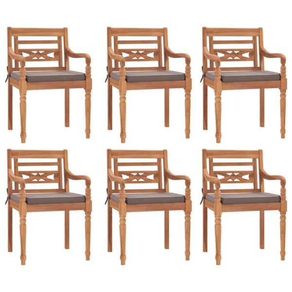 7-tlg. Garten-Essgruppe mit Dunkelgrauen Kissen Massivholz Teak