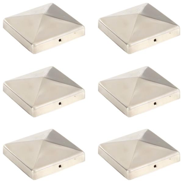 ARDEBO.de - Pfostenkappen 6 Stk. Pyramide Edelstahl 101 x 101 mm
