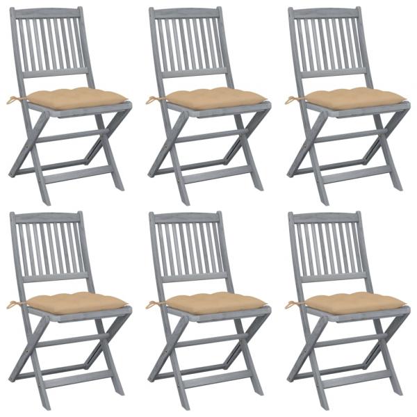 ARDEBO.de - Klappbare Gartenstühle 6 Stk. mit Kissen Massivholz Akazie