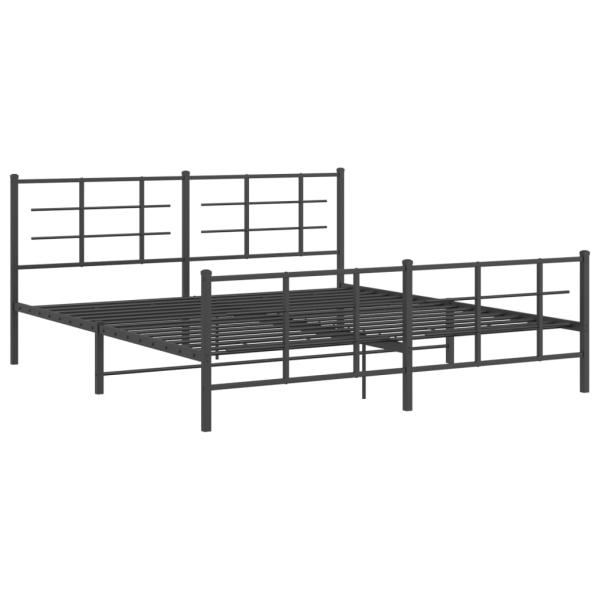 Bettgestell mit Kopf- und Fußteil Metall Schwarz 180x200 cm
