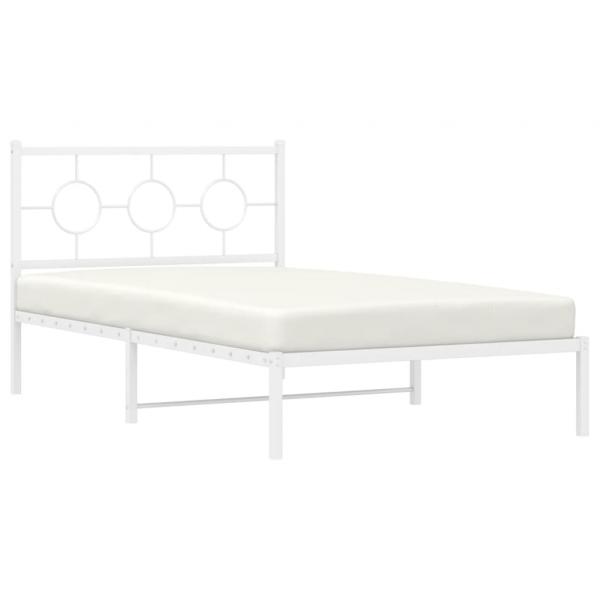 Bettgestell mit Kopfteil Metall Weiß 107x203 cm