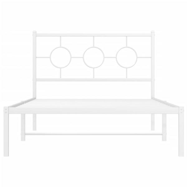 Bettgestell mit Kopfteil Metall Weiß 107x203 cm
