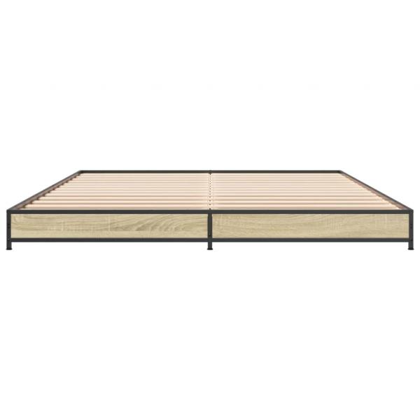 Bettgestell Sonoma-Eiche 120x200 cm Holzwerkstoff und Metall