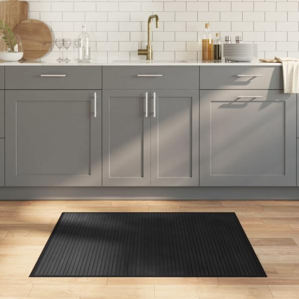ARDEBO.de - Teppich Rechteckig Schwarz 80x100 cm Bambus