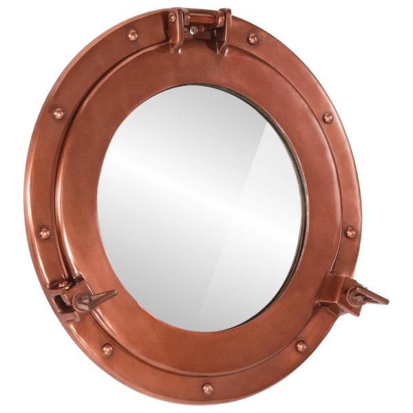 ARDEBO.de - Bullaugen-Spiegel Wandmontage Ø38 cm Aluminium und Glas