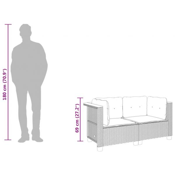 Garten-Ecksofas mit Kissen 2 Stk. Grau Poly Rattan