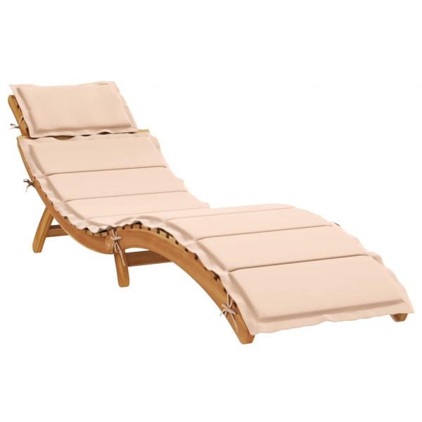 ARDEBO.de - Sonnenliege mit Auflage Beige Massivholz Akazie