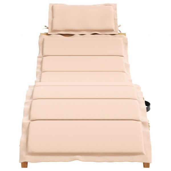 Sonnenliege mit Auflage Beige Massivholz Akazie