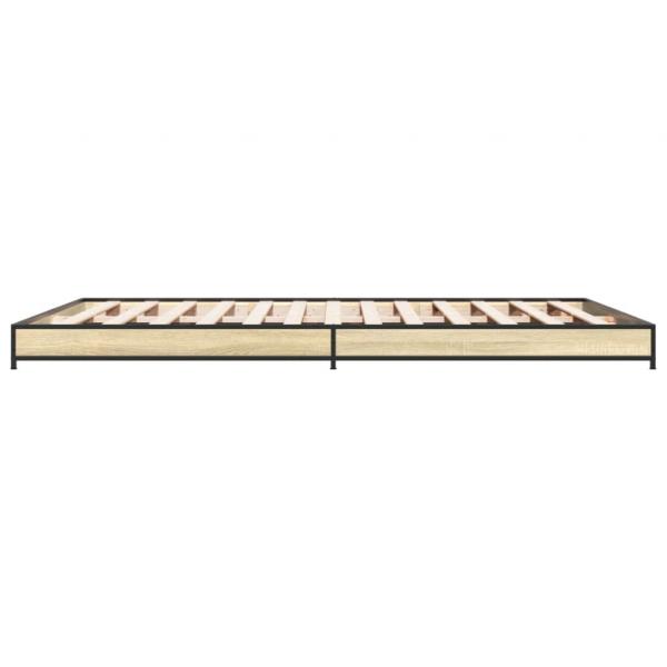 Bettgestell Sonoma-Eiche 120x190 cm Holzwerkstoff und Metall