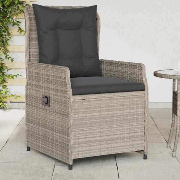 ARDEBO.de - Gartensessel 2 Stk. Verstellbar Hellgrau Poly Rattan