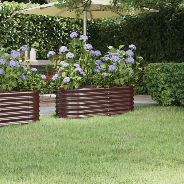 ARDEBO.de - Hochbeet Pulverbeschichteter Stahl 114x40x36 cm Braun