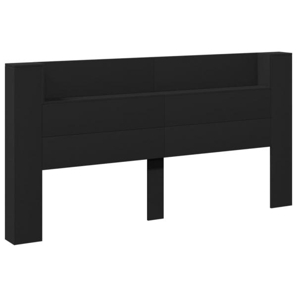 LED-Kopfteil mit Ablagen Schwarz 200x16,5x103,5 cm