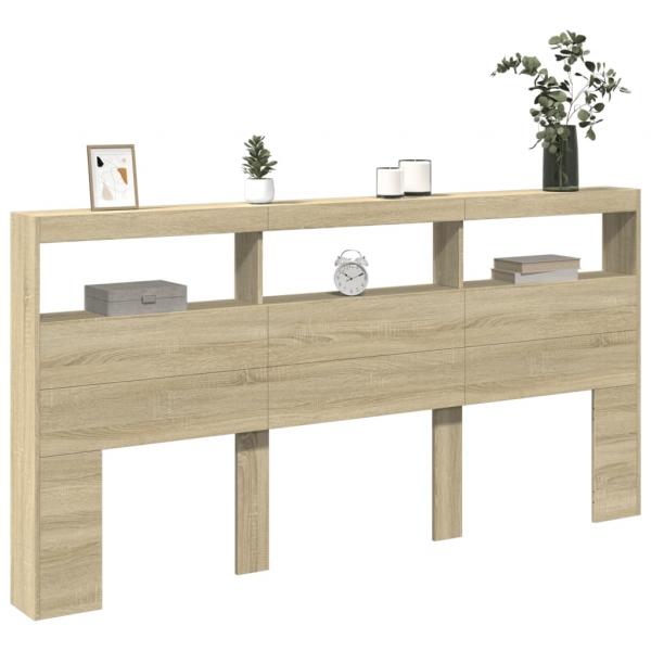 LED-Kopfteil mit Ablagen Sonoma-Eiche 200x17x102 cm