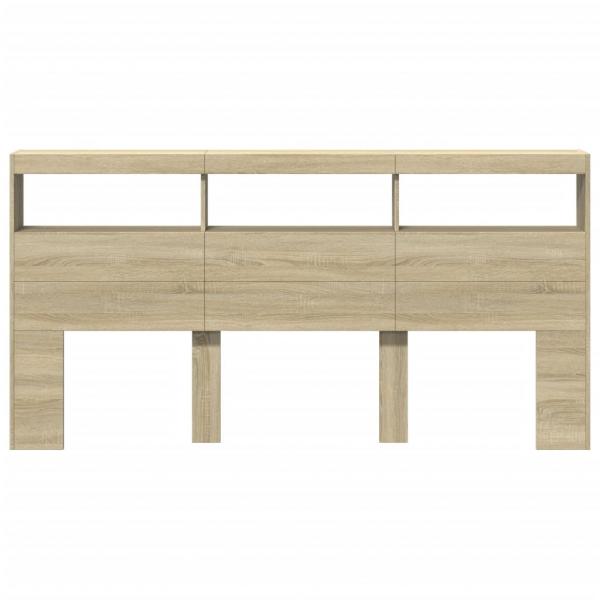 LED-Kopfteil mit Ablagen Sonoma-Eiche 200x17x102 cm