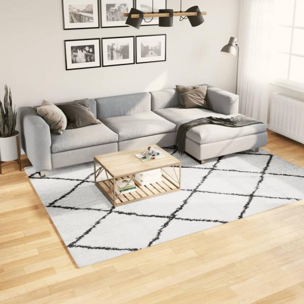 ARDEBO.de - Shaggy-Teppich PAMPLONA Hochflor Modern Creme Schwarz 200x280cm
