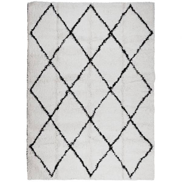 Shaggy-Teppich PAMPLONA Hochflor Modern Creme Schwarz 200x280cm