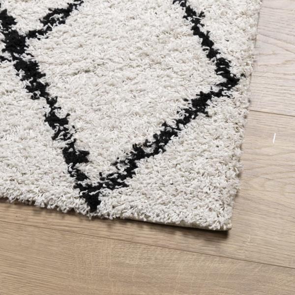 Shaggy-Teppich PAMPLONA Hochflor Modern Creme Schwarz 200x280cm