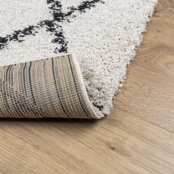 Shaggy-Teppich PAMPLONA Hochflor Modern Creme Schwarz 200x280cm