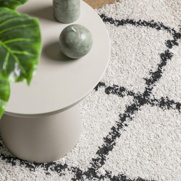 Shaggy-Teppich PAMPLONA Hochflor Modern Creme Schwarz 200x280cm