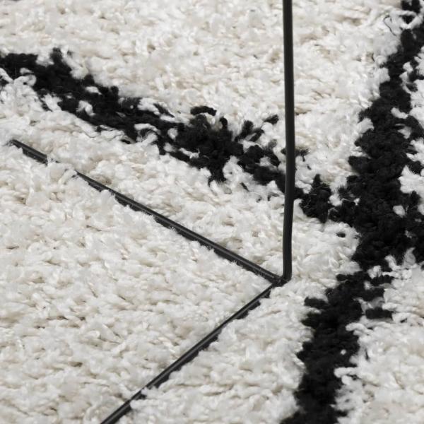 Shaggy-Teppich PAMPLONA Hochflor Modern Creme Schwarz 200x280cm