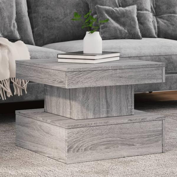 ARDEBO.de - Couchtisch mit LED-Leuchten Grau Sonoma 50x50x40 cm