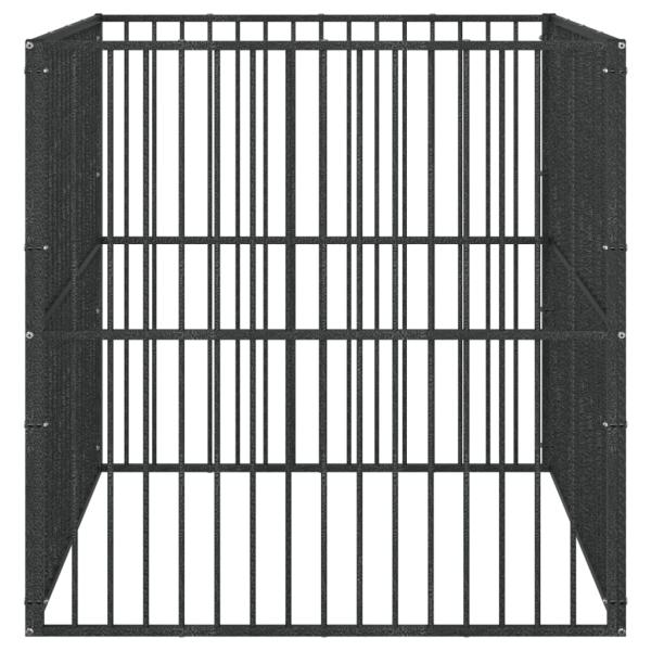 Hundelaufstall 4-tlg. Schwarz Verzinkter Stahl