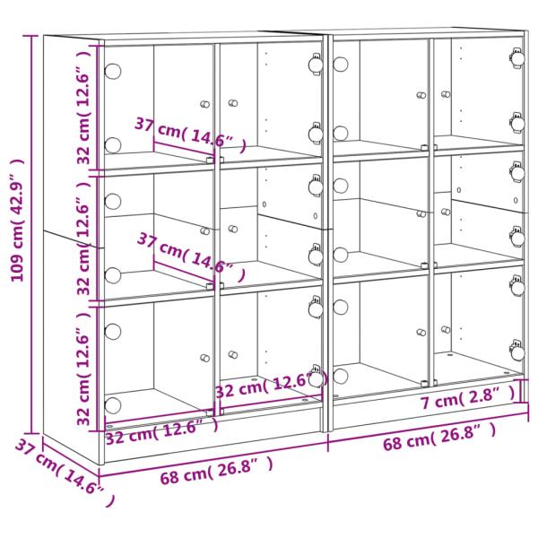 ARDEBO.de - Bücherregal mit Türen Grau Sonoma 136x37x109 cm Holzwerkstoff