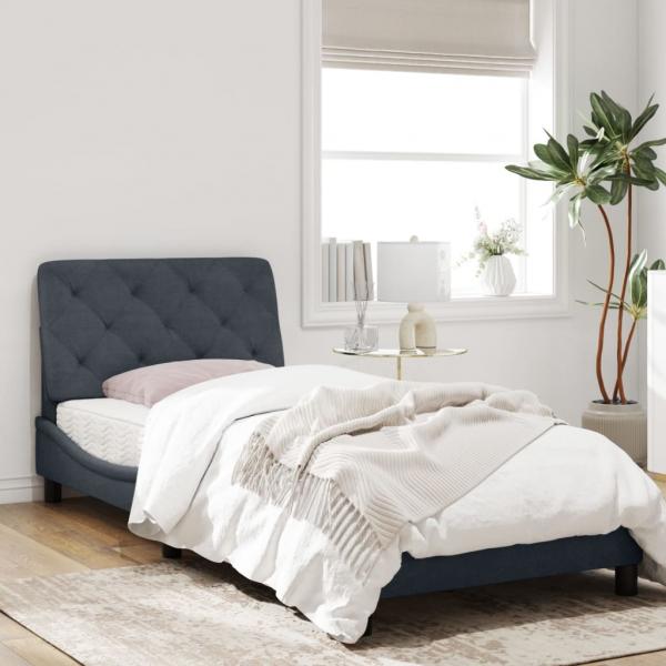 Bettgestell mit LED-Leuchten Dunkelgrau 90x190 cm Samt