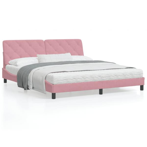ARDEBO.de - Bettgestell mit LED-Leuchten Rosa 180x200 cm Samt