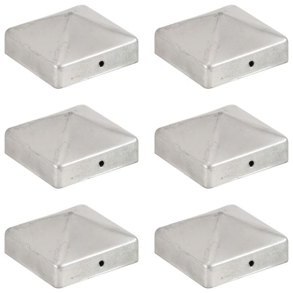 ARDEBO.de - Pfostenkappen 6 Stk. Pyramide Verzinktes Metall 71 x 71 mm  