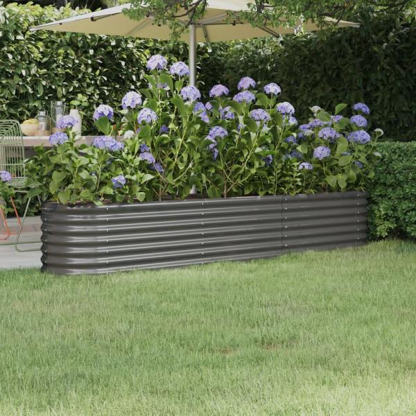 ARDEBO.de - Hochbeet Pulverbeschichteter Stahl 224x40x36 cm Grau