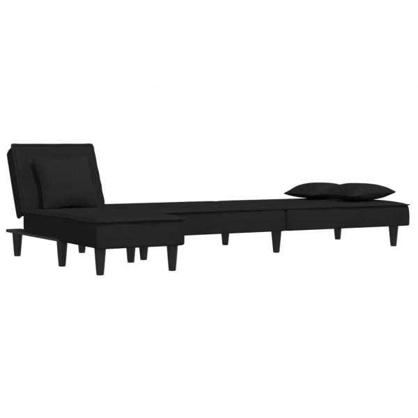 Schlafsofa in L-Form Schwarz 255x140x70 cm Samt