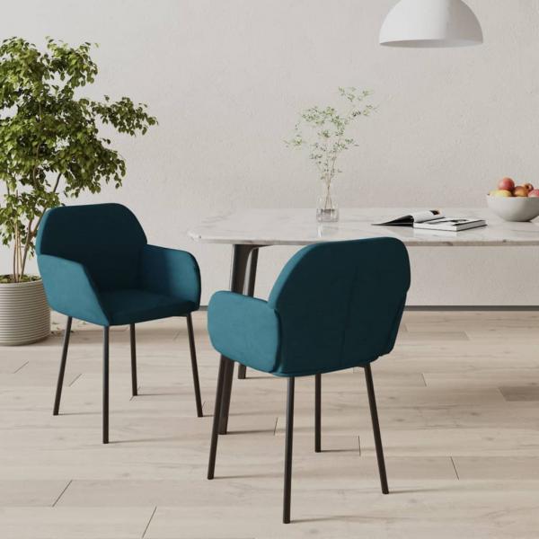ARDEBO.de - Esszimmerstühle 2 Stk. Blau Samt