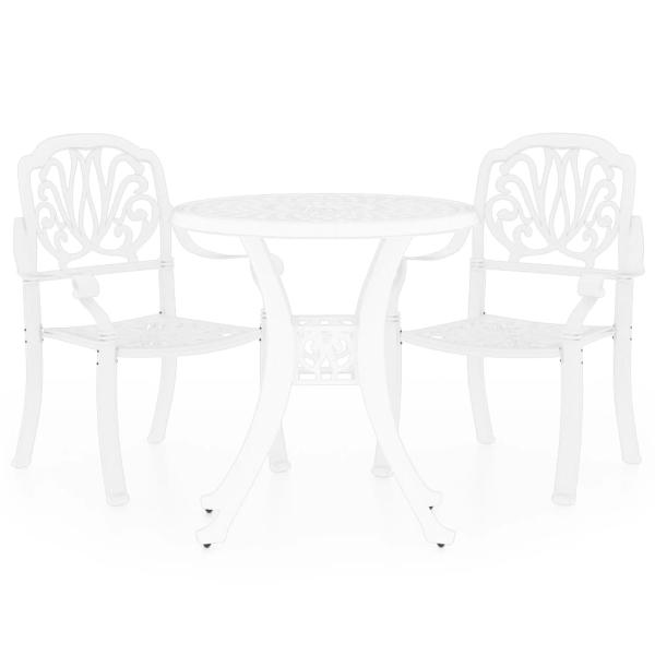 3-tlg. Bistro-Set Aluminiumguss Weiß