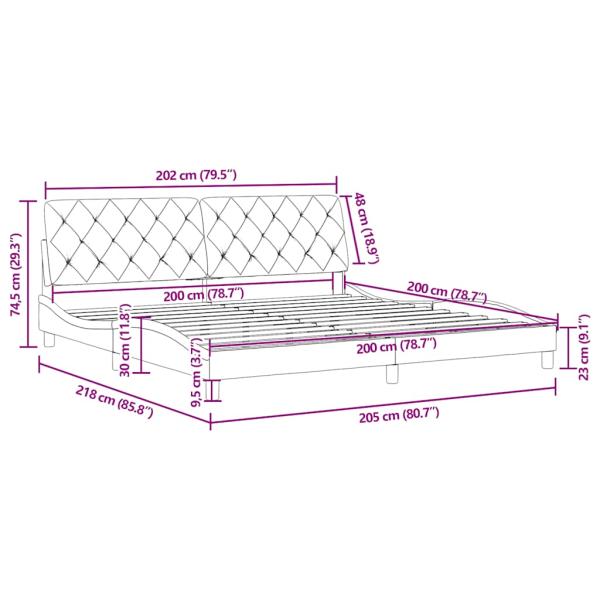 Bettgestell mit Kopfteil Blau 200x200 cm Samt