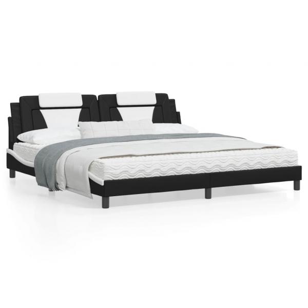 ARDEBO.de - Bett mit Matratze Schwarz und Weiß 200x200 cm Kunstleder