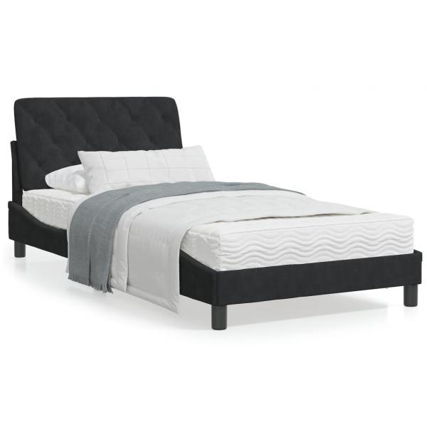 ARDEBO.de - Bett mit Matratze Schwarz 100x200 cm Samt