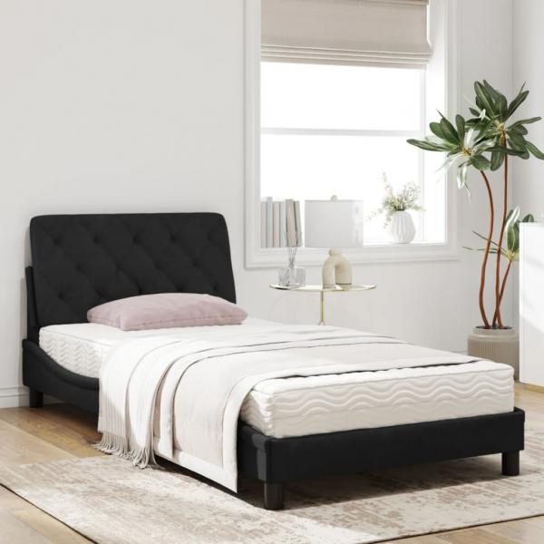 Bett mit Matratze Schwarz 100x200 cm Samt